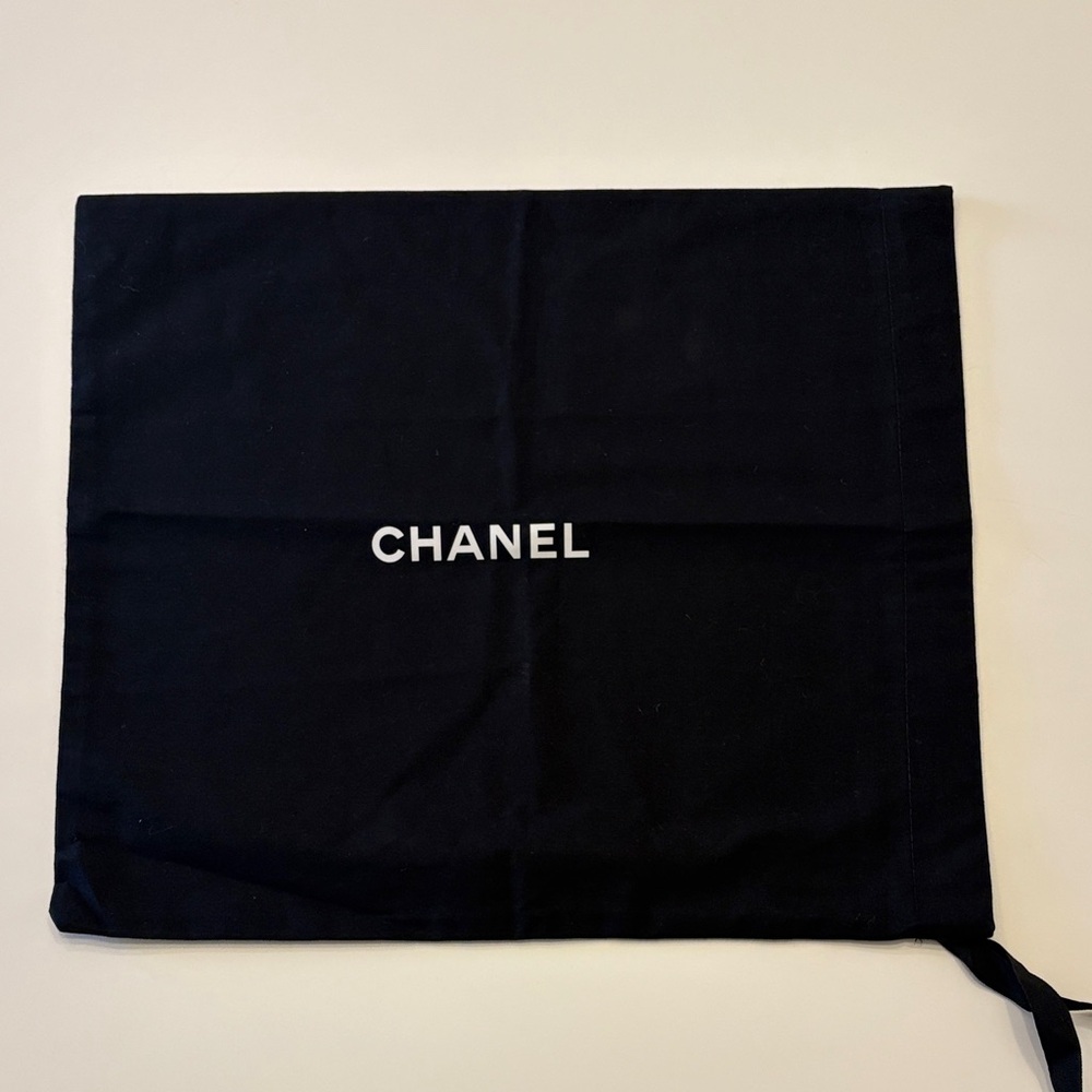 CHANEL Black Dust Bag with White Logo